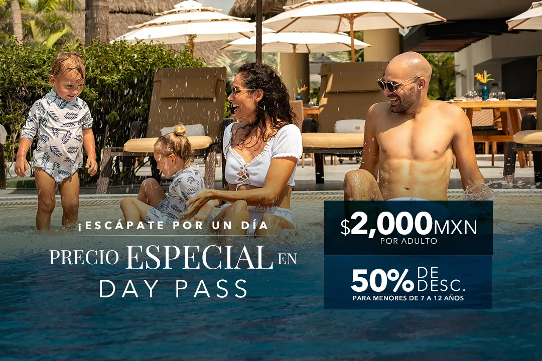 Oferta especial para day pass Mozzamare Beach club Nuevo Vallarta